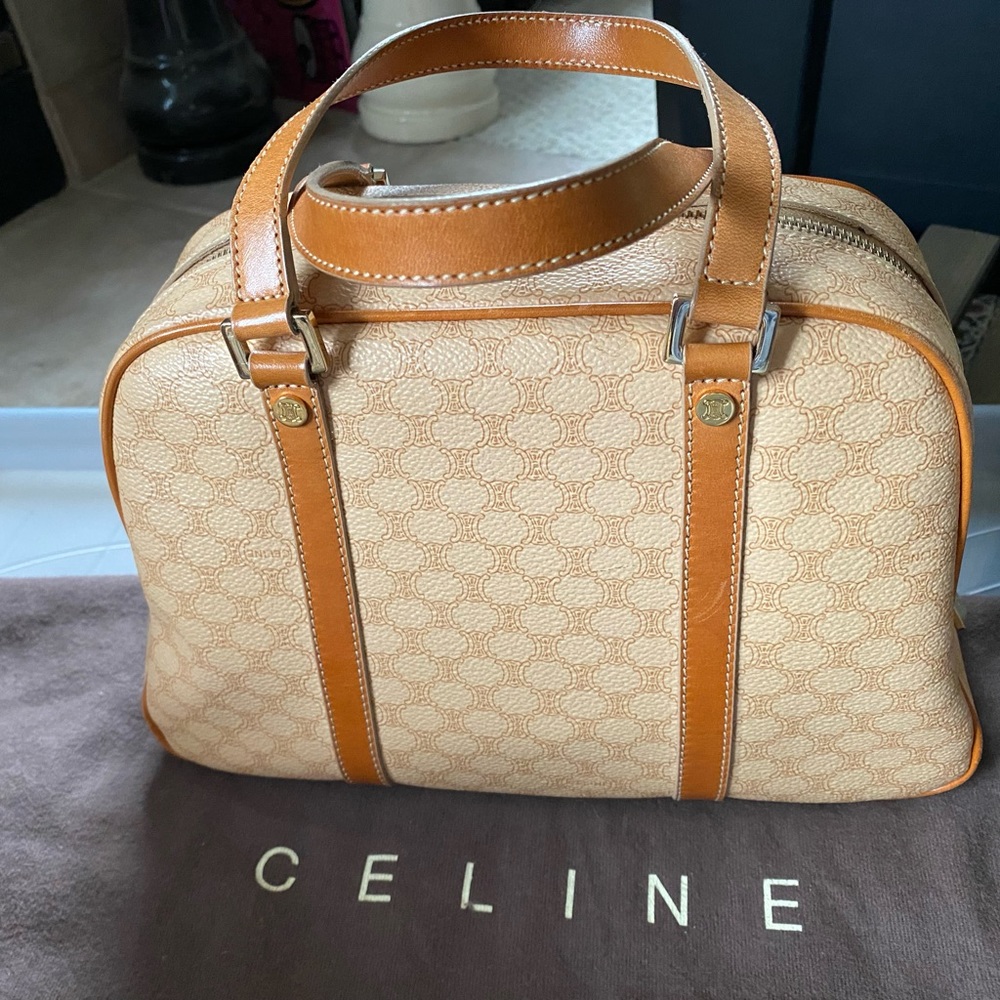 Vintage authentic Celine Macadam handbag. Pre-owned.